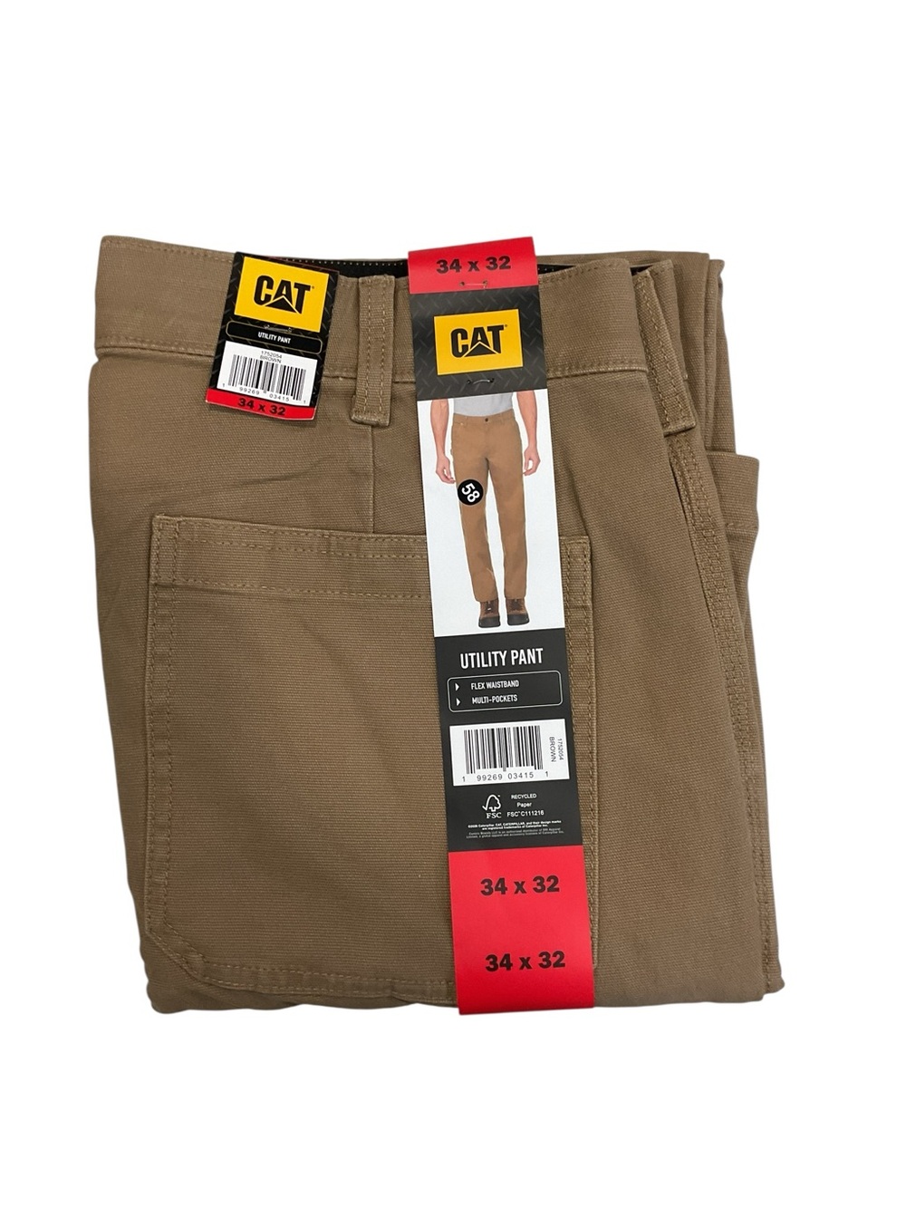 CAT Men’s Utility Pants in Brown - Durable Workwear  34 32